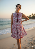 Pink & Mauve Floral Hand Block Print Boho Mini Dress