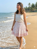 Dusty Pink Garden Hand Block Printed Tiered Mini Skirt