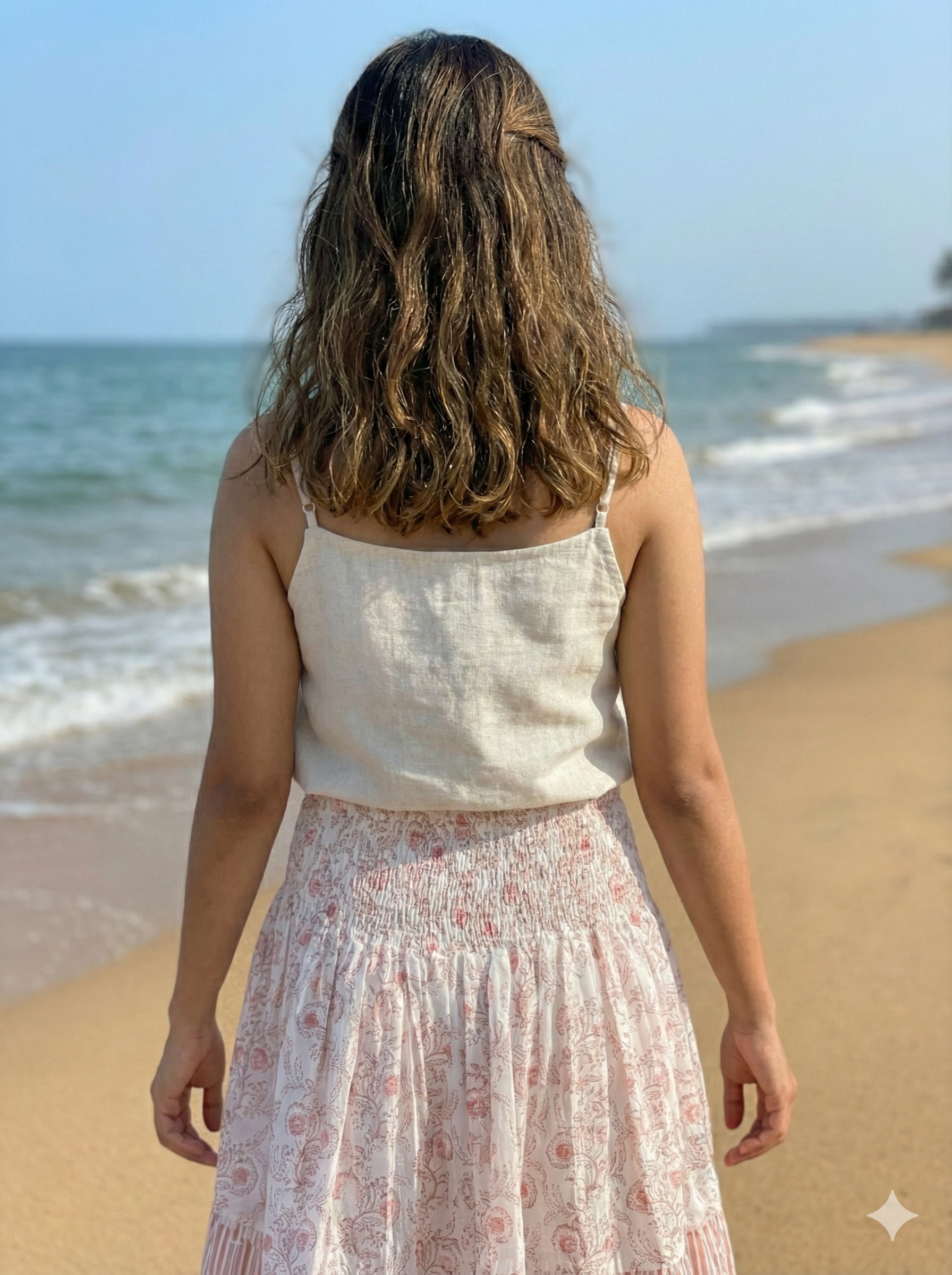 Dusty Pink Garden Hand Block Printed Tiered Mini Skirt