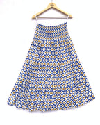 Blue & Mustard Floral Printed Cotton Tiered Maxi Skirt