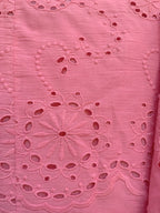 Pink Schiffli Embroidered Cotton Tiered Maxi Skirt