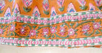 Mustard Hand Block Printed Cotton Maxi Dress with Tassel Tie-Up