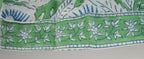 Green Hand Block Printed Cotton Flared Skirt with Tassel Tie-Up