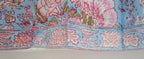 Sky Blue Hand Block Printed Cotton Flared Skirt with Tassel Tie-Up