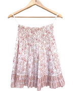 Dusty Pink Garden Hand Block Printed Tiered Mini Skirt