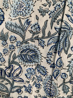 Indigo Blue Floral Hand Block Printed Cotton Tiered Maxi Dress