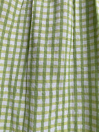 Pistachio Green Gingham Cotton Tiered Maxi Dress with Tassel Tie-Up