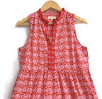 Vermillion Red Spiral Print Cotton Sleeveless Flared Maxi Dress