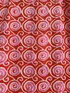 Vermillion Red Spiral Print Cotton Sleeveless Flared Maxi Dress