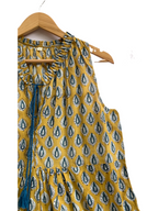 Golden Ochre Hand-Block Style Sleeveless Resort Dress