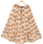 Rustic Leaf Handcrafted Cotton Maxi Skirt – Elastic Drawstring Waist Tiered Style