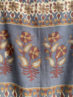 Earthy Floral Hand Screen Printed Cotton Maxi Dress with Border