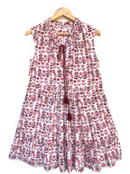 Pink & Mauve Floral Hand Block Print Boho Mini Dress