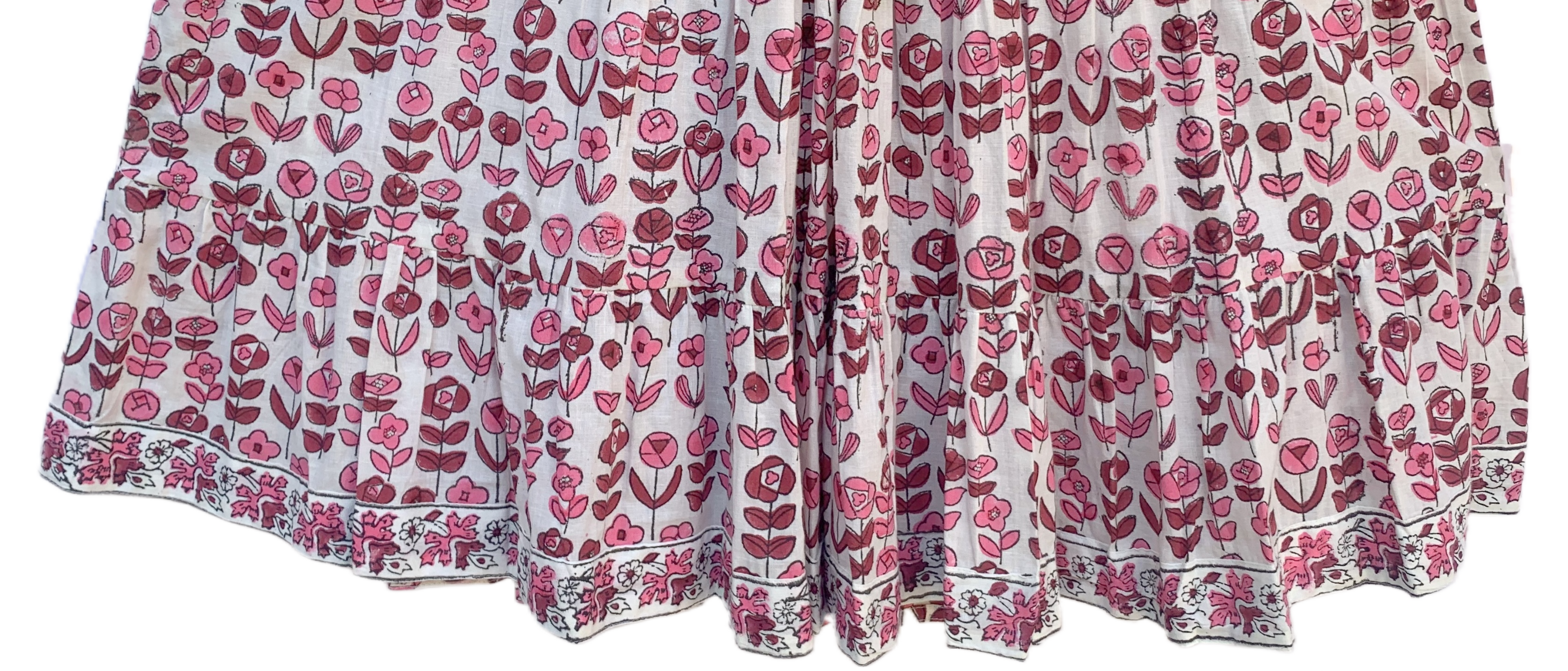 Pink & Mauve Floral Hand Block Print Boho Mini Dress