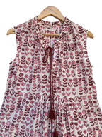 Pink & Mauve Floral Hand Block Print Boho Mini Dress
