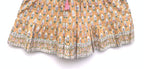 Mustard Yellow Hand-Block Printed Cotton Tiered Mini Dress with Tassels