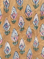 Mustard Yellow Hand-Block Printed Cotton Tiered Mini Dress with Tassels