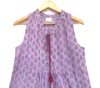 Lavender Floral Hand Block Printed Tiered Maxi Dress