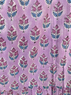 Lavender Floral Hand Block Printed Tiered Maxi Dress