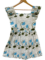 Indigo Blue Floral Hand Block Women's Tiered Mini Dress