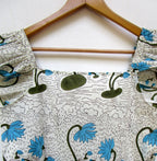 Indigo Blue Floral Hand Block Women's Tiered Mini Dress