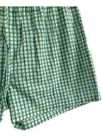 Green Gingham Cotton Sleep Set - Puff Sleeve Top & Lounge Shorts