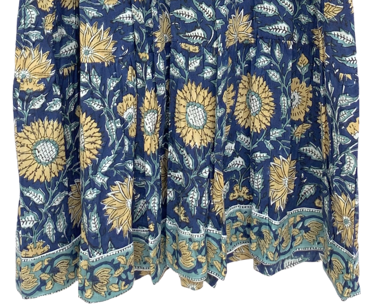 Artisan Indigo Sunflower Hand Block Printed Mini Dress