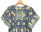 Artisan Indigo Sunflower Hand Block Printed Mini Dress