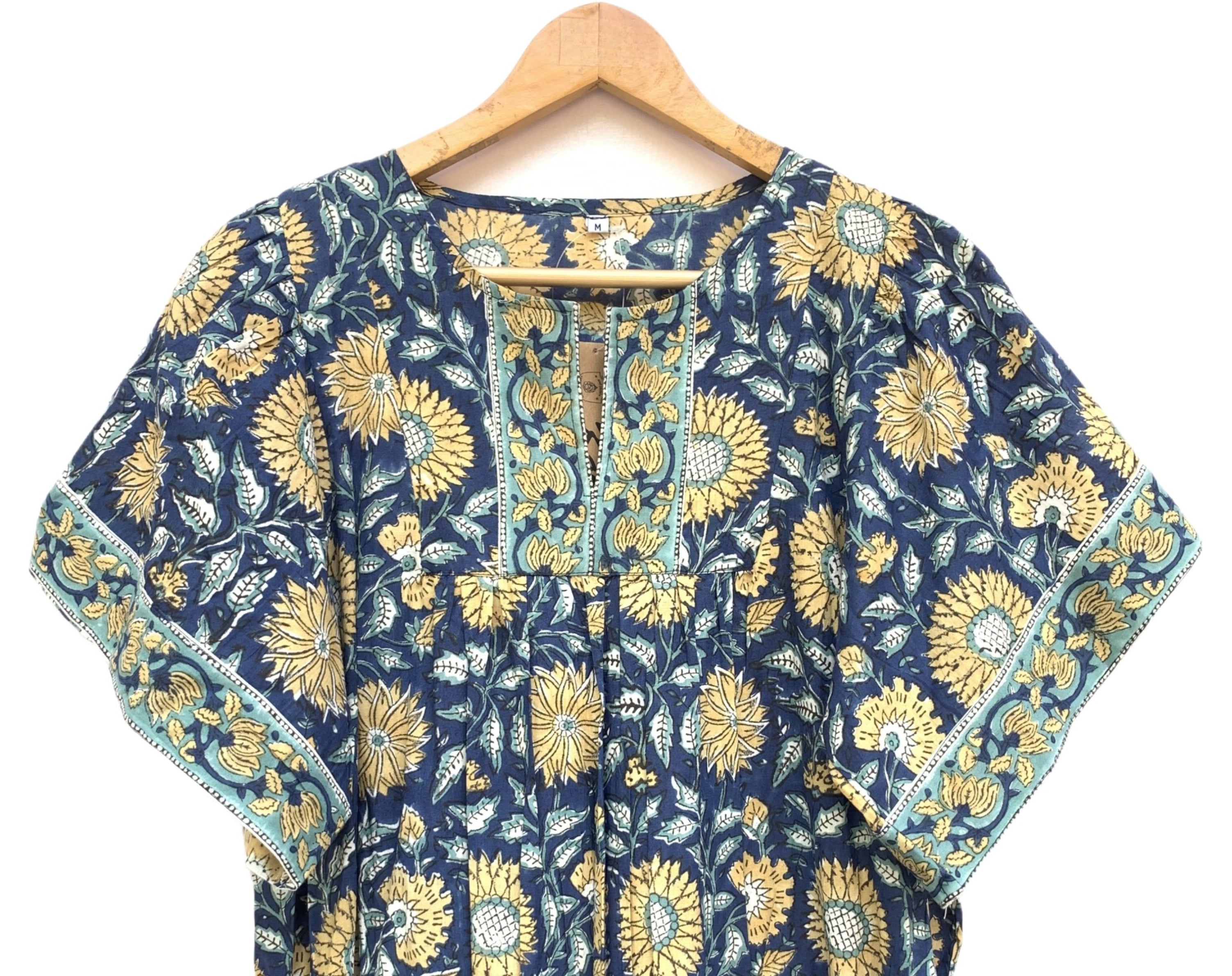 Artisan Indigo Sunflower Hand Block Printed Mini Dress