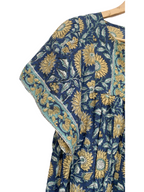 Artisan Indigo Sunflower Hand Block Printed Mini Dress