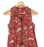 Rimson Floral Hand-Block Cotton Dress with Ruffled Hem