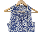 Artisanal Blue Floral Hand Block Stamped Cotton Mini Dress