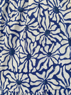 Artisanal Blue Floral Hand Block Stamped Cotton Mini Dress