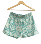 Blue Floral Cotton Short Set - Smocked Puff Sleeve Top & Pajama Shorts