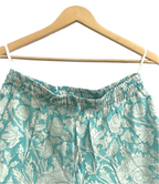 Blue Floral Cotton Short Set - Smocked Puff Sleeve Top & Pajama Shorts