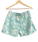 Blue Floral Cotton Short Set - Smocked Puff Sleeve Top & Pajama Shorts