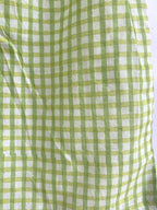 Green Gingham Cotton Lounge Set - Smocked Square Neck Top & Pajama Short