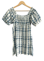 Blue Floral Cotton Lounge Set | Smocked Square Neck Top & Pajama Shorts