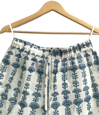 Blue Floral Cotton Lounge Set | Smocked Square Neck Top & Pajama Shorts