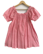 Pink Check Cotton Lounge Set - Smocked Square Neck Top & Pajama Shorts