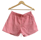 Pink Check Cotton Lounge Set - Smocked Square Neck Top & Pajama Shorts