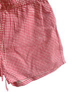 Pink Check Cotton Lounge Set - Smocked Square Neck Top & Pajama Shorts