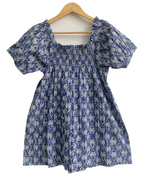 Blue Floral Cotton Sleep Set - Puff Sleeve Top & Lounge Shorts