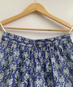 Blue Floral Cotton Sleep Set - Puff Sleeve Top & Lounge Shorts