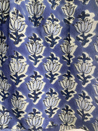 Blue Floral Cotton Sleep Set - Puff Sleeve Top & Lounge Shorts