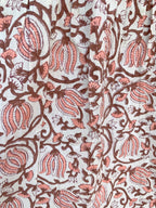 Rust Floral Cotton Smocked Waist Long Skirt