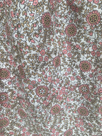 Beige Floral Screen Print Cotton Maxi Skirt – Boho Tiered Summer Skirt