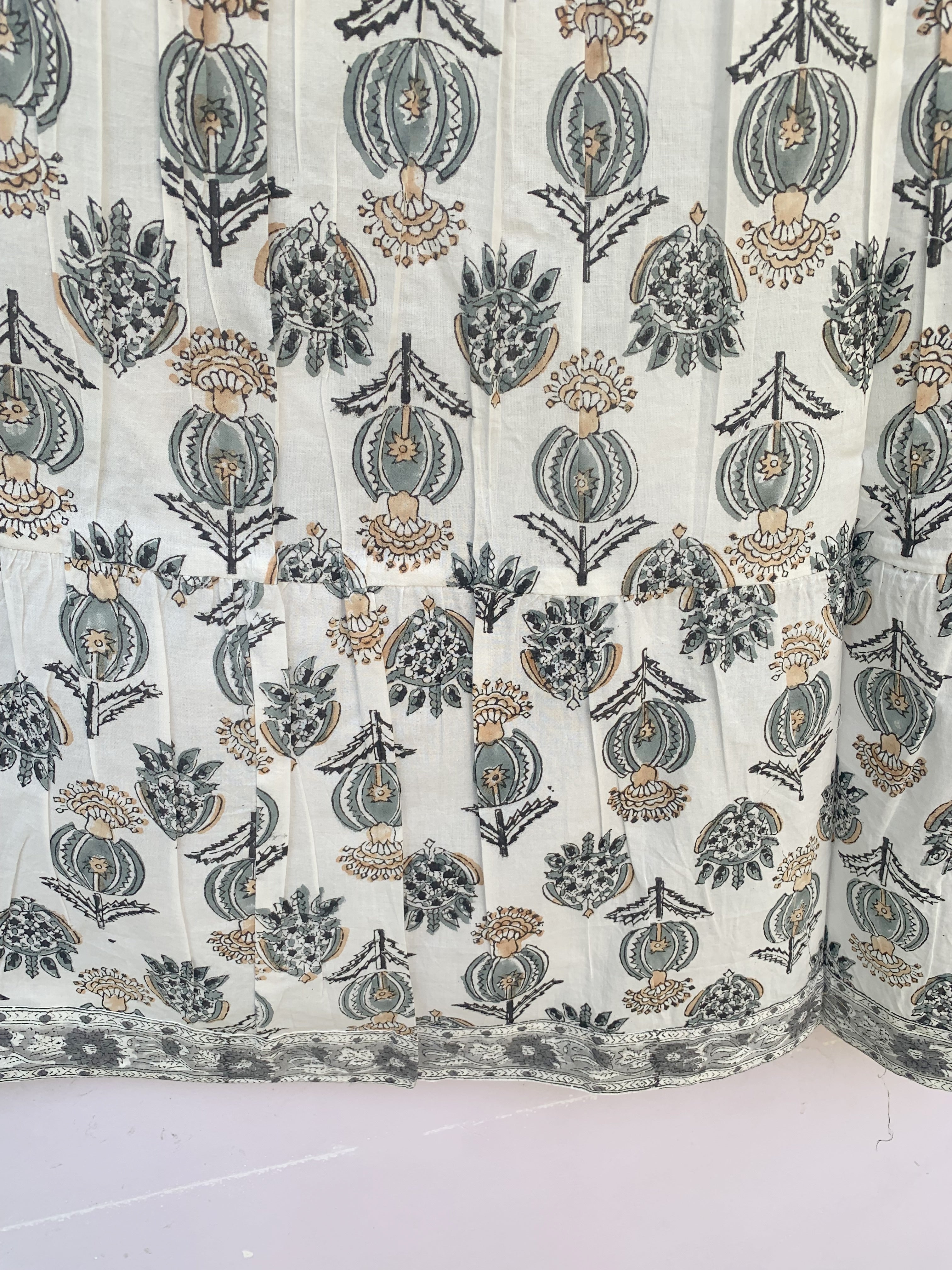 Grey Floral Tiered Cotton Maxi Skirt – Morning Breeze