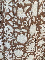 Brown & Beige Floral Hand-Block Print Full-Length Tiered Skirt