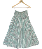 Emerald Maze Hand Block Printed Cotton Flared Maxi Skirt